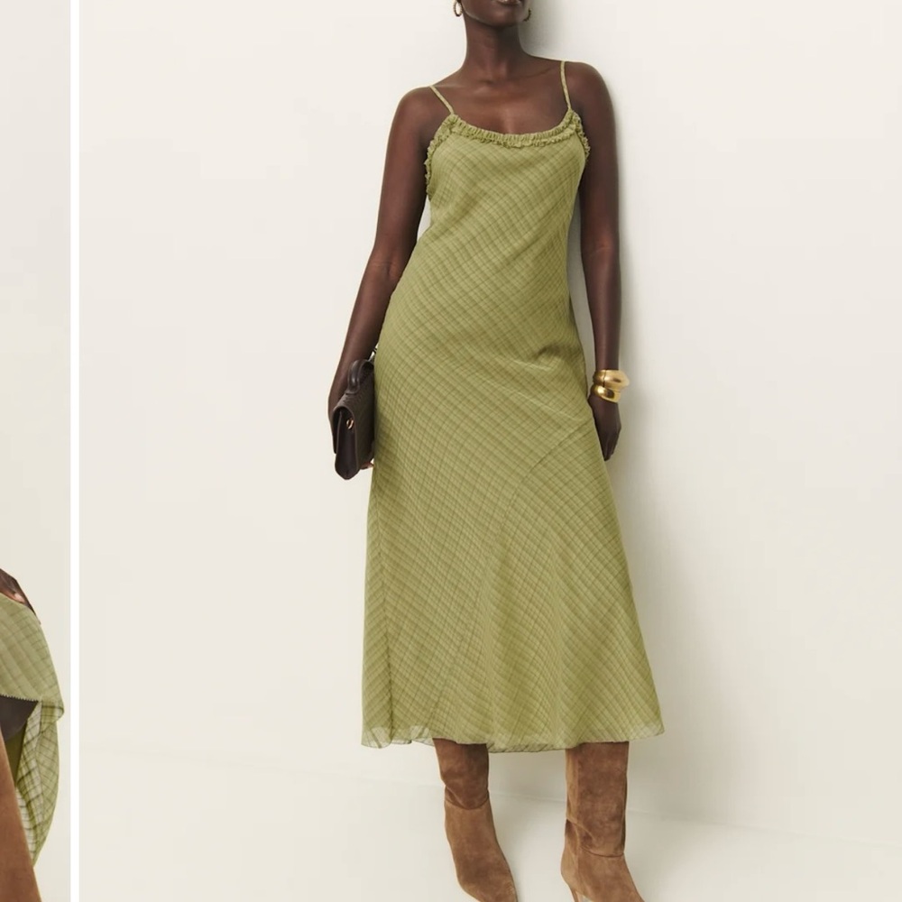 Reformation Olive Green Maxi Dress